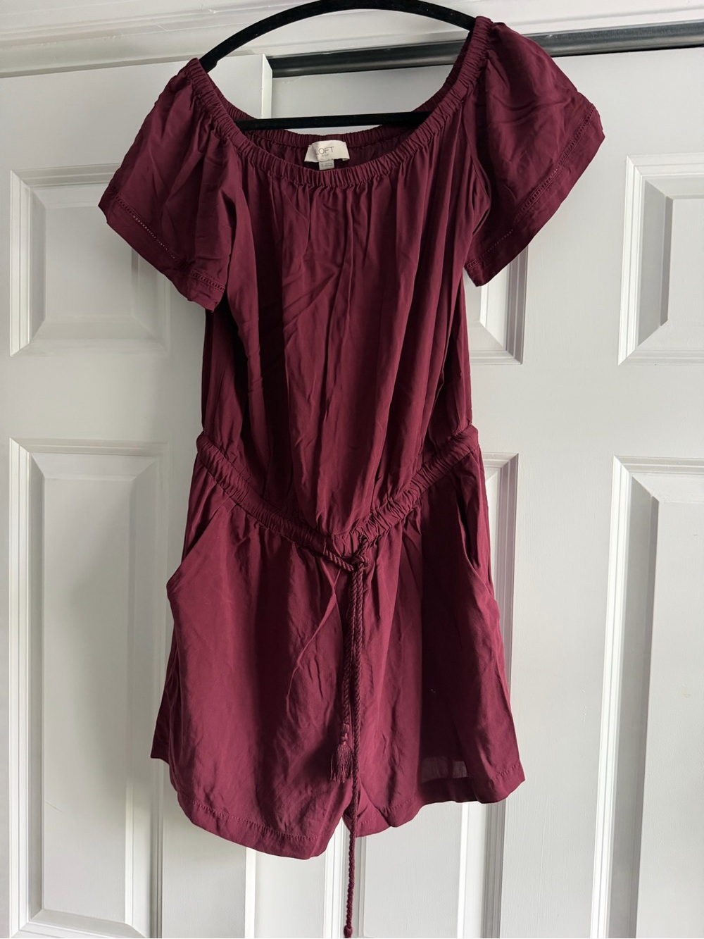 LOFT Outlet Wine Off-Shoulder Blouse